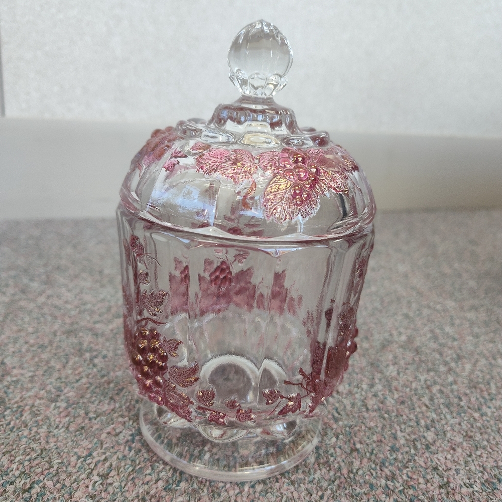 Vintage Westmoreland Ruby Flash Panel Grape Related Dish